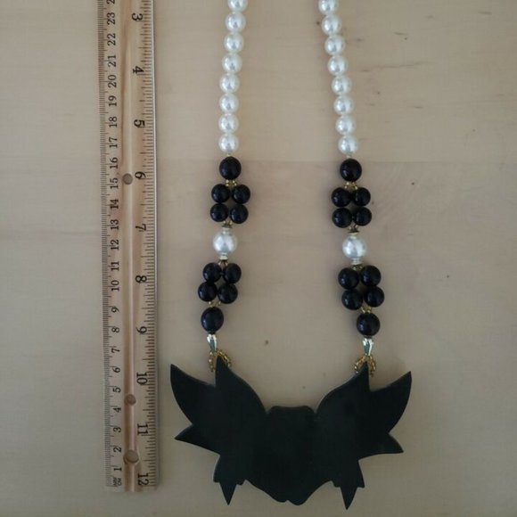 Large Mother Of Pearl Flower / Leaf Pendant On Faux Pearl Necklace Polynesian - Picture 8 of 9